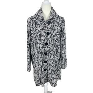 Parsley & Sage Floral Damask Embroidered Button Front Coat Sz L Lagenlook Artsy